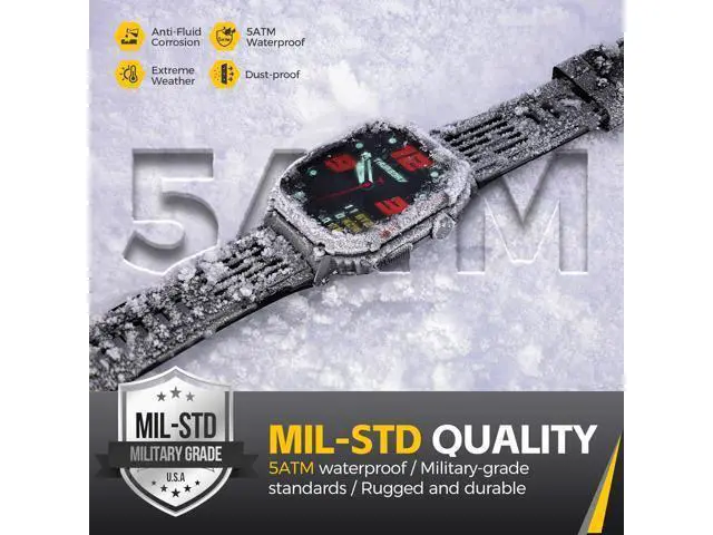 Alt view image 2 of 7 - Hitoor Military Smart Watch for Men, 5ATM Waterproof with Call 2.02" Large Screen Rugged Outdoor Tactical Smartwatch with Compass Fitness Watch with Heart Rate Blood Pressure Monitor for IOS Android