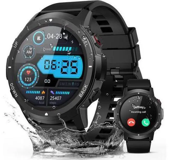 Main image of Hitoor Smart Watch for Men- Bluetooth Call, Military Smartwatch Waterproof Fitness Sleep Tracker Watch with/Heart Rate/Blood Pressure Monitor/110 Sports Modes, Smart Watch for IOS Android Phones