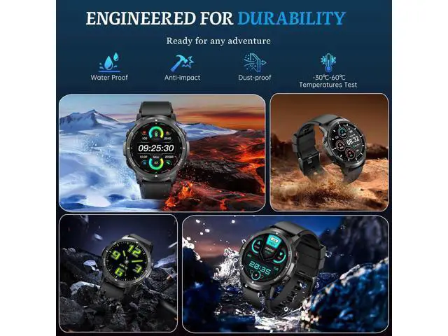 Alt view image 2 of 7 - Hitoor Smart Watch for Men- Bluetooth Call, Military Smartwatch Waterproof Fitness Sleep Tracker Watch with/Heart Rate/Blood Pressure Monitor/110 Sports Modes, Smart Watch for IOS Android Phones
