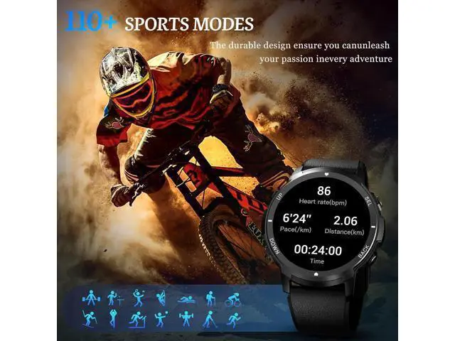 Alt view image 3 of 7 - Hitoor Smart Watch for Men- Bluetooth Call, Military Smartwatch Waterproof Fitness Sleep Tracker Watch with/Heart Rate/Blood Pressure Monitor/110 Sports Modes, Smart Watch for IOS Android Phones