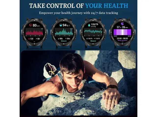 Alt view image 4 of 7 - Hitoor Smart Watch for Men- Bluetooth Call, Military Smartwatch Waterproof Fitness Sleep Tracker Watch with/Heart Rate/Blood Pressure Monitor/110 Sports Modes, Smart Watch for IOS Android Phones