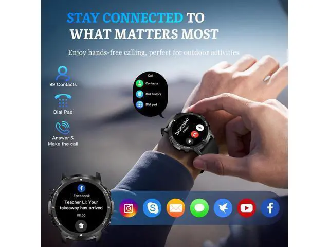 Alt view image 5 of 7 - Hitoor Smart Watch for Men- Bluetooth Call, Military Smartwatch Waterproof Fitness Sleep Tracker Watch with/Heart Rate/Blood Pressure Monitor/110 Sports Modes, Smart Watch for IOS Android Phones