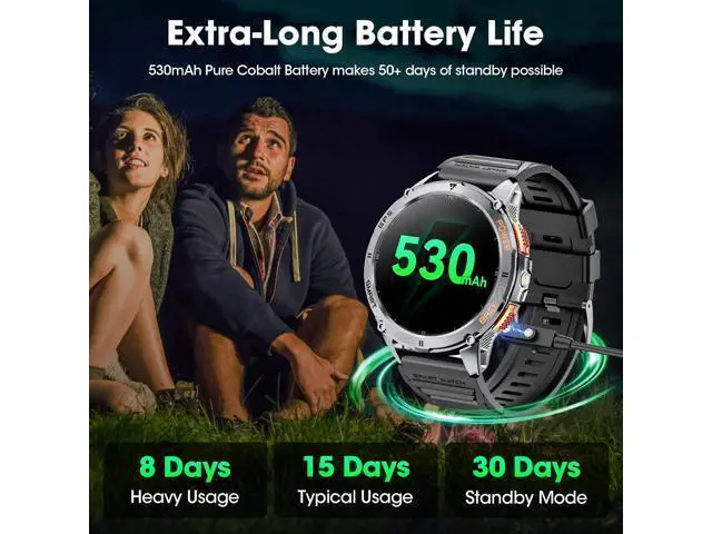 Alt view image 6 of 6 - Hitoor GPS Smart Watch for Men, 1.43''AMOLED Smartwatch with Answer/Make Call, 170 Sports Modes, Compass, LED Flashlight, Heart Rate, Stress Monitor Sports Watch, IP68 Waterproof Watch for Android iOS