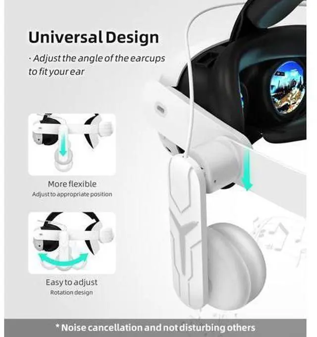 Alt view image 2 of 7 - Headphones Head Strap Compatible with Meta Quest 3 Accessories, Comfort On-Ear Audio Elite Strap Replacement for Enhanced Sound Effects and Increased Immersion in VR | Head Strap Included giyqxHw