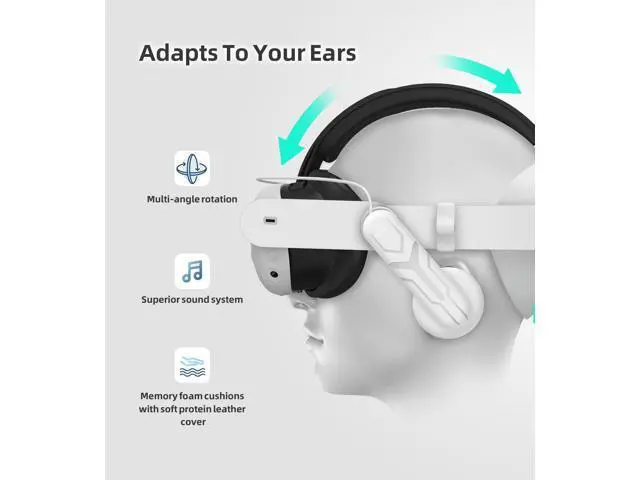 Alt view image 5 of 7 - Headphones Head Strap Compatible with Meta Quest 3 Accessories, Comfort On-Ear Audio Elite Strap Replacement for Enhanced Sound Effects and Increased Immersion in VR | Head Strap Included giyqxHw