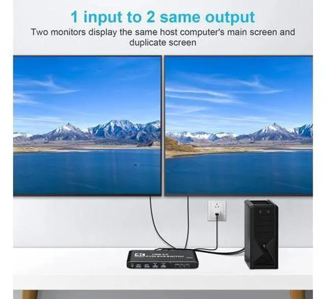 Alt view image 4 of 7 - Hitoor Dual Monitor HDMI KVM Switch 4K@60Hz, USB 3.0 HDMI KVM Switch 2x2 with 3.5mm Jack Audio Output for 2 Computers Share 2 Monitors and 4 USB 3.0 Ports, with 3 Display Method, Hot Key Switching