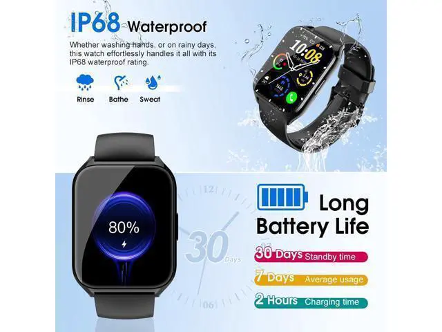 Alt view image 6 of 7 - Hitoor Smart Watch, 1.85"HD Smartwatches (Answer/Make Calls), 100+ Sport Modes with Fitness Tracker Watch, Heart Rate/Sleep Monitor, IP68 Waterproof Activity Tracker, Smartwatch for Android IOS Phones