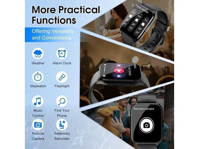 Alt view image 7 of 7 - Hitoor Smart Watch, 1.85"HD Smartwatches (Answer/Make Calls), 100+ Sport Modes with Fitness Tracker Watch, Heart Rate/Sleep Monitor, IP68 Waterproof Activity Tracker, Smartwatch for Android IOS Phones
