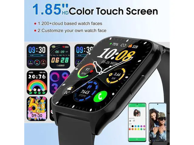 Alt view image 3 of 7 - Hitoor Smart Watch, 1.85"HD Smartwatches (Answer/Make Calls), 100+ Sport Modes with Fitness Tracker Watch, Heart Rate/Sleep Monitor, IP68 Waterproof Activity Tracker, Smartwatch for Android IOS Phones