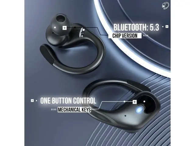 Alt view image 5 of 7 - True Wireless Earbuds, Bluetooth 5.3 Headphones 72Hrs Playback Sport Earphones with Earhooks, IPX7 Waterproof Over-Ear Headset Buit-in Mic,LED Display TWS Ear Buds for Workout Sports