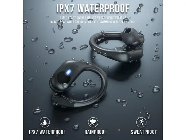 Alt view image 2 of 7 - True Wireless Earbuds, Bluetooth 5.3 Headphones 72Hrs Playback Sport Earphones with Earhooks, IPX7 Waterproof Over-Ear Headset Buit-in Mic,LED Display TWS Ear Buds for Workout Sports