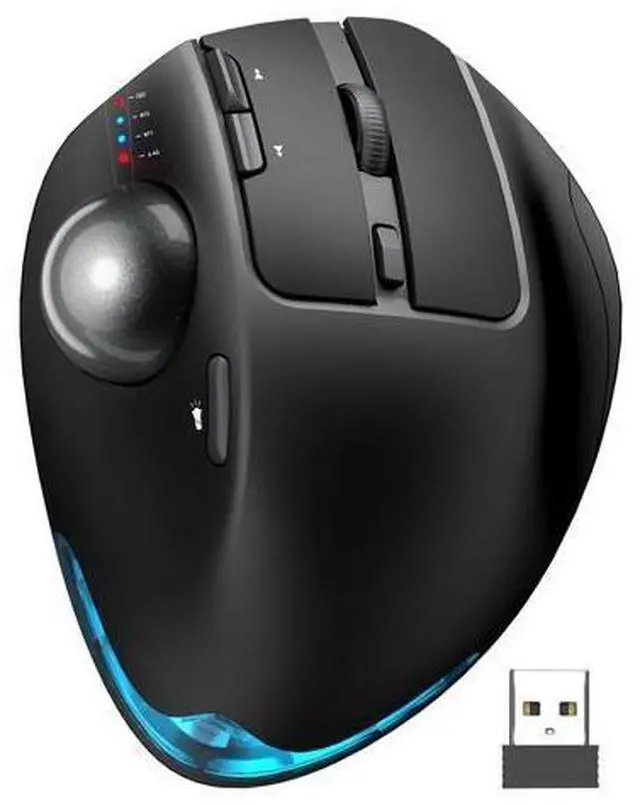Main image of Hitoor Wireless Trackball Mouse, Ergonomic Bluetooth Rechargeable Computer Mouse, Backlit Rollerball Thumb Laptop mice with 5 Level DPI, Adjustable Angle, 3 Devices Connection for PC, Mac, Windows