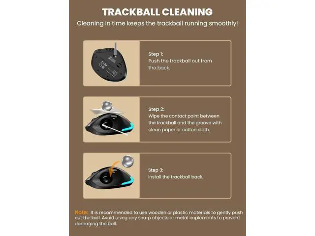 Alt view image 7 of 7 - Hitoor Wireless Trackball Mouse, Ergonomic Bluetooth Rechargeable Computer Mouse, Backlit Rollerball Thumb Laptop mice with 5 Level DPI, Adjustable Angle, 3 Devices Connection for PC, Mac, Windows