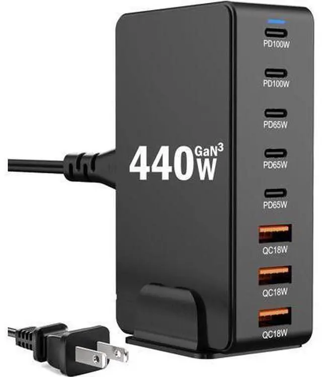Main image of Hitoor 8 Ports USB Charging Station for Multiple Device 440W, GAN3 USB C Charger Block, Dual PD 100W Laptop Charger Hub 8 Ports USB Charger Block Compatible with MacBook Pro/Air i-Phone/Galaxy giyqxHw