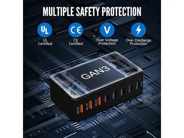 Alt view image 6 of 7 - Hitoor 8 Ports USB Charging Station for Multiple Device 440W, GAN3 USB C Charger Block, Dual PD 100W Laptop Charger Hub 8 Ports USB Charger Block Compatible with MacBook Pro/Air i-Phone/Galaxy giyqxHw