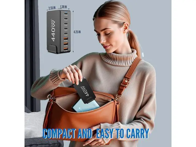Alt view image 7 of 7 - Hitoor 8 Ports USB Charging Station for Multiple Device 440W, GAN3 USB C Charger Block, Dual PD 100W Laptop Charger Hub 8 Ports USB Charger Block Compatible with MacBook Pro/Air i-Phone/Galaxy giyqxHw