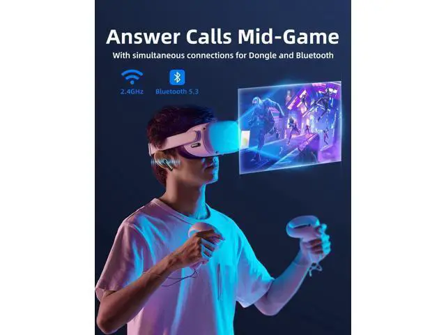 Alt view image 4 of 7 - Hitoor 2.4G Wireless Gaming Earbuds with ENC Mic, 20ms Low-Latency for PS5/4, for Me-ta Quest 3/3S/2, 2.4GHz Bluetooth Dual-Mode Bluetooth Headphones for Phone, Pad, Laptop, Steam Deck, Switch, PC, VR