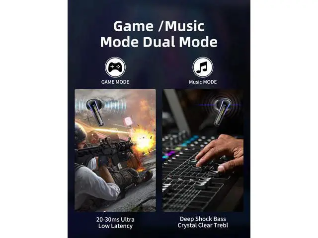 Alt view image 3 of 7 - Hitoor 2.4G Wireless Gaming Earbuds with ENC Mic, 20ms Low-Latency for PS5/4, for Me-ta Quest 3/3S/2, 2.4GHz Bluetooth Dual-Mode Bluetooth Headphones for Phone, Pad, Laptop, Steam Deck, Switch, PC, VR