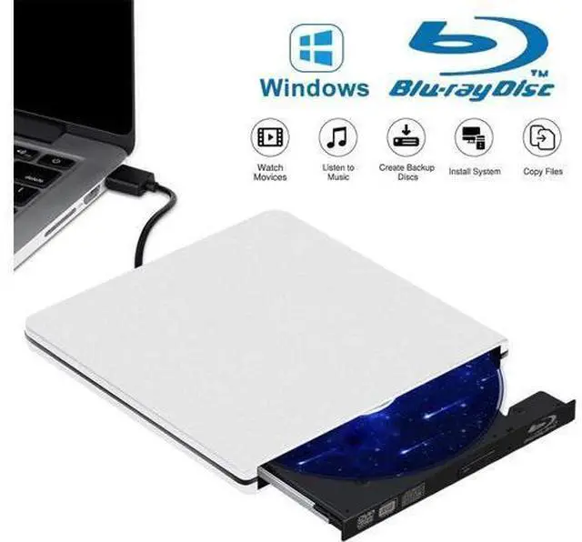 Main image of External Blu Ray CD DVD Drive Burner 3D, USB 3.0 BD ROM DVDRW CDRW Bluray Burner Player Writer Rewriter Reader for Macbook Notebook Laptop Mac OS Windows 10 8 7 XP