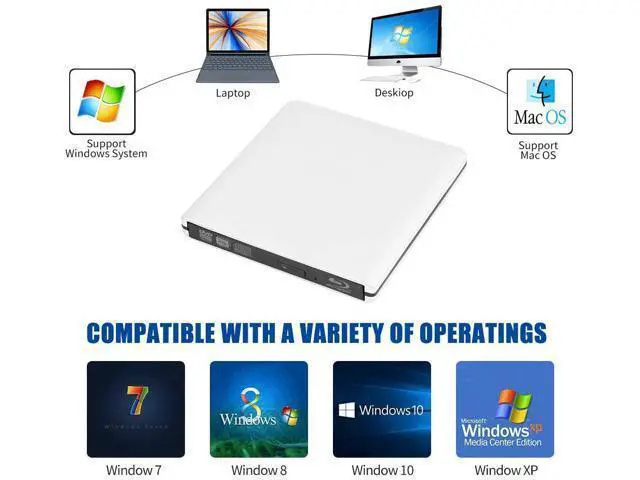Alt view image 6 of 7 - External Blu Ray CD DVD Drive Burner 3D, USB 3.0 BD ROM DVDRW CDRW Bluray Burner Player Writer Rewriter Reader for Macbook Notebook Laptop Mac OS Windows 10 8 7 XP