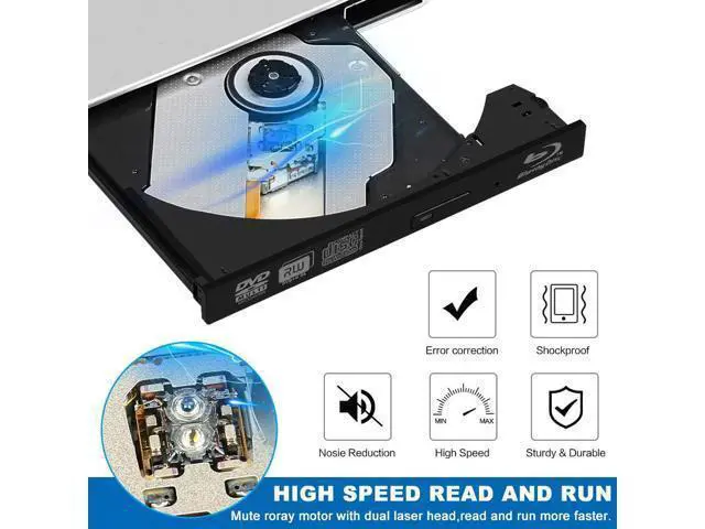 Alt view image 3 of 7 - External Blu Ray CD DVD Drive Burner 3D, USB 3.0 BD ROM DVDRW CDRW Bluray Burner Player Writer Rewriter Reader for Macbook Notebook Laptop Mac OS Windows 10 8 7 XP