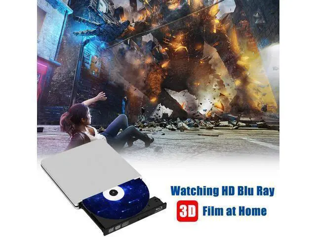 Alt view image 7 of 7 - External Blu Ray CD DVD Drive Burner 3D, USB 3.0 BD ROM DVDRW CDRW Bluray Burner Player Writer Rewriter Reader for Macbook Notebook Laptop Mac OS Windows 10 8 7 XP