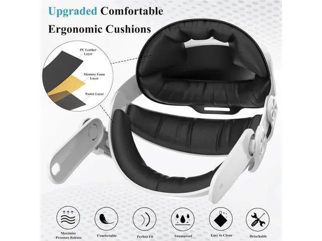 Alt view image 5 of 7 - Head Strap with Battery Pack for Meta/Oculus Quest 3, 6000mAh Elite Strap Replacement for Enhanced Comfort and Play Time, Adjustable Power Bank Headstrap VR Accessories for Meta/Oculus Quest 3 (White)