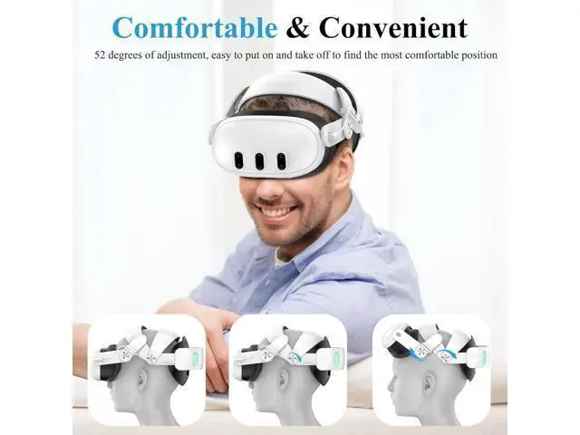 Alt view image 6 of 7 - Head Strap with Battery Pack for Meta/Oculus Quest 3, 6000mAh Elite Strap Replacement for Enhanced Comfort and Play Time, Adjustable Power Bank Headstrap VR Accessories for Meta/Oculus Quest 3 (White)