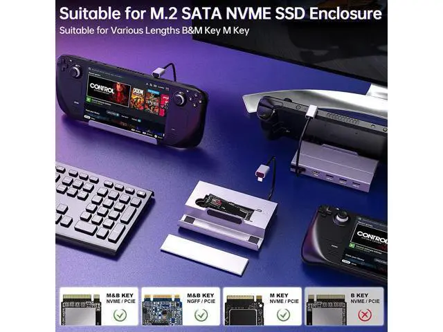 Alt view image 5 of 7 - Steam Deck Dock, 7-in-1 Steam Deck Docking Station with M.2 NVME SSD Enclosure, HDMI 2.0 4K @60Hz, PD 100W, 2x USB 3.0, USB 2.0, 1000Mbps Gigabit Ethernet for Steam Deck Accessories