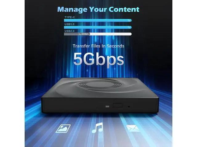 Alt view image 5 of 7 - Hitoor External Bluray Drive for Laptops, USB 3.0 and Type-C Portable DVD Player,BluRay Burner Slim 3D BluRay DVD CD Optical Drive Compatible with Windows XP/7/8/10/11 MacOS for MacBook Laptop Desktop
