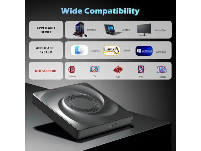 Alt view image 7 of 7 - Hitoor External Bluray Drive for Laptops, USB 3.0 and Type-C Portable DVD Player,BluRay Burner Slim 3D BluRay DVD CD Optical Drive Compatible with Windows XP/7/8/10/11 MacOS for MacBook Laptop Desktop