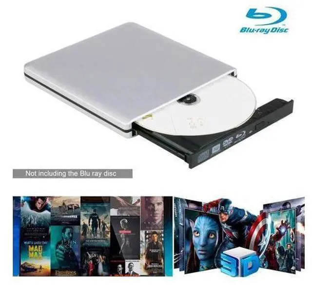 Alt view image 4 of 7 - Aluminum External 3D Blu Ray CD DVD Optical Drive, USB 3.0 Type-C Blu-ray CD/DVD+/-RW Burner Player Writer Reader Rewriter, External CD/DVD Drive for Laptop Desktop with Windows XP/7/8/10 Mac OS