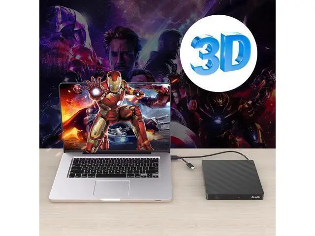 Alt view image 7 of 7 - 5 in 1 External Blu-ray CD DVD Drive, USB 3.0 Type-C Slim Optical Drive External Bluray DVD Burner with SD/TF Card Reader 2 USB 3.0 Hubs Compatible with Windows XP/7/8/10 MacOS Laptop and Desktop