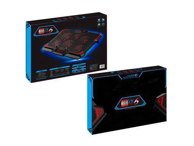Alt view image 7 of 7 - Gaming Laptop Cooler Notebook Cooling Pad 6 Silent Red LED Fans Powerful Air Flow Portable Adjustable Laptop Stand 2600RPM Laptop Cooling Pad