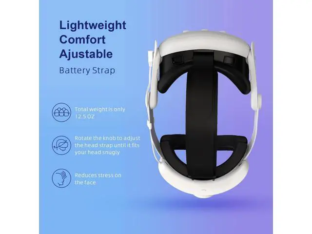 Alt view image 3 of 7 - RGB Comfort Battery Head Strap 8000mAh Compatible with Me-ta Quest 3 Accessories, Battery Pack Elite Strap Replacement for Enhanced Support and Extend Playtime in VR (White)