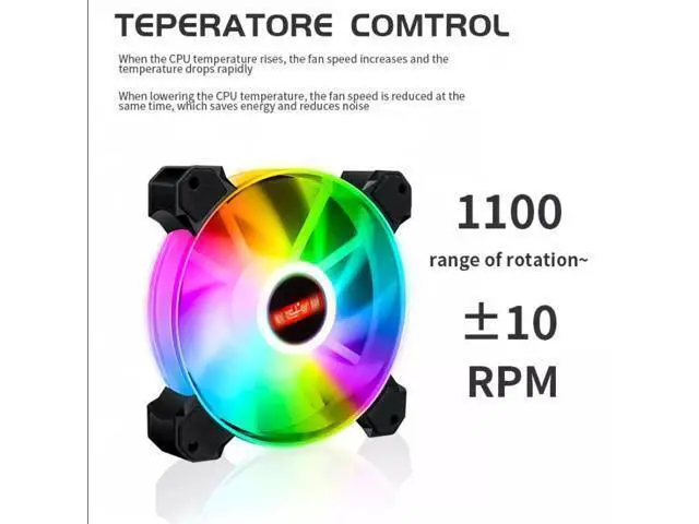 Alt view image 3 of 7 - 5-Pack 120mm RGB Case Fan with Remote Controller, Computer Case 12cm Cooling Fan RGB 6PIN, RGB LED Quiet High Airflow Adjustable Color LED Fan, CPU Cooler with RF Remote