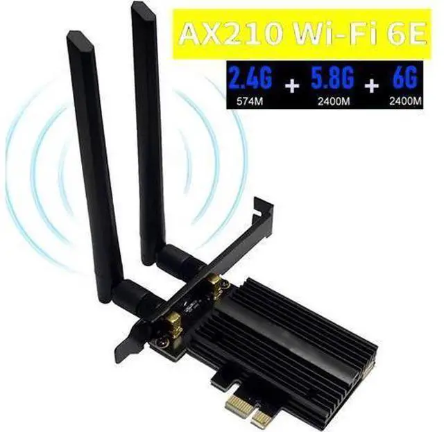 Main image of New WiFi 6E 5400Mbps AX210 Wireless PCIe Card, Updated to 6G/5.8G/2.4GHz Tri-Band, Bluetooth 5.2, 802.11AX Internal Network Adapter for PC with MU-MIMO, Ultra-Low Latency, Support Windows10 (64bit)