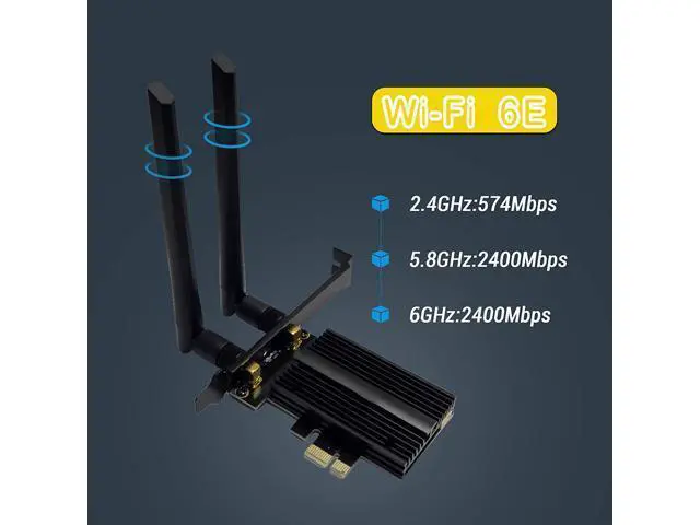 Alt view image 2 of 7 - New WiFi 6E 5400Mbps AX210 Wireless PCIe Card, Updated to 6G/5.8G/2.4GHz Tri-Band, Bluetooth 5.2, 802.11AX Internal Network Adapter for PC with MU-MIMO, Ultra-Low Latency, Support Windows10 (64bit)