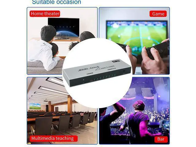 Alt view image 6 of 7 - HDMI 2.0 Switch 7 in 1 Out - 4K @60Hz HDMI Selector Switch with Remote,18Gbps HDMI 2.0 HDR HDCP 3D, Support 4K@60Hz 2160p 1080p Premium Quality Auto Switcher Hub for PS4/5 Xbox,TV, Nintendo