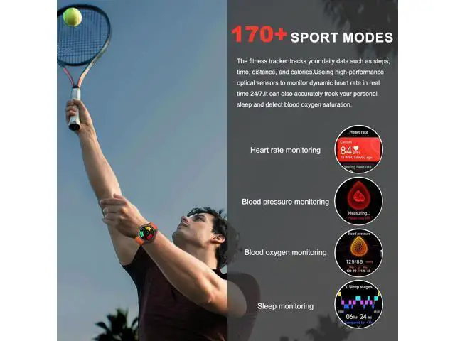 Alt view image 7 of 7 - Hitoor Military Smart Watches Built-in GPS, 170+ Sport Modes Fitness Smart Watch for Men with Flashlight, Smartwatch for Android Phones and iPhone, 1.43" AMOLED Screen Bluetooth Call Compass Altimeter