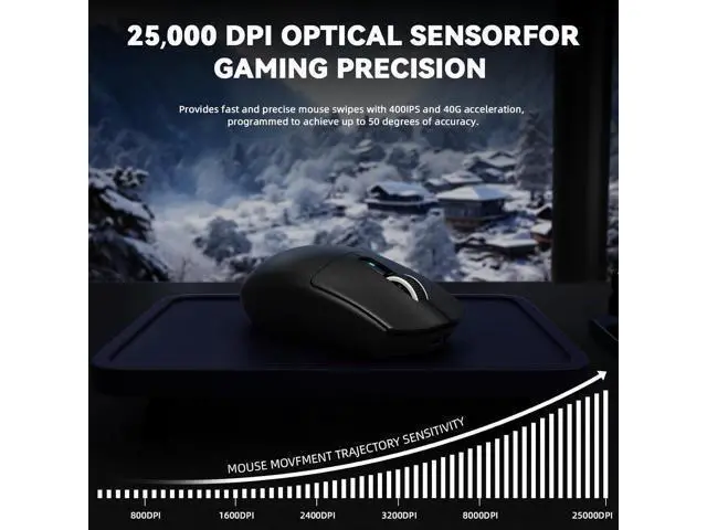 Alt view image 6 of 7 - Hitoor Wireless Gaming Mouse with Magnetic Charging Dock, PixArt PAW3311 Sensor, Tri-Mode Wireless Mouse, BT/2.4G Wireless/Wired Gaming Mouse, 25000 DPI,59g Superlight Gamer Mice for PC/Win/Mac(Black)