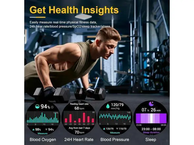 Alt view image 4 of 6 - Hitoor Smart Watches for Men-Bluetooth Call, 1.52" Military Smart Watch for Android iPhone, Waterproof Fitness Tracker Watch with Sleep Tracker, 118 Sports Modes, GPS Pedometer/Step Counter Smartwatch