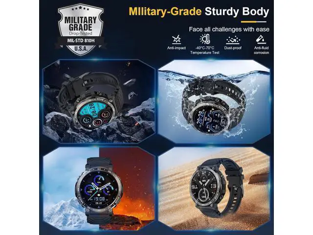 Alt view image 5 of 6 - Hitoor Smart Watches for Men-Bluetooth Call, 1.52" Military Smart Watch for Android iPhone, Waterproof Fitness Tracker Watch with Sleep Tracker, 118 Sports Modes, GPS Pedometer/Step Counter Smartwatch
