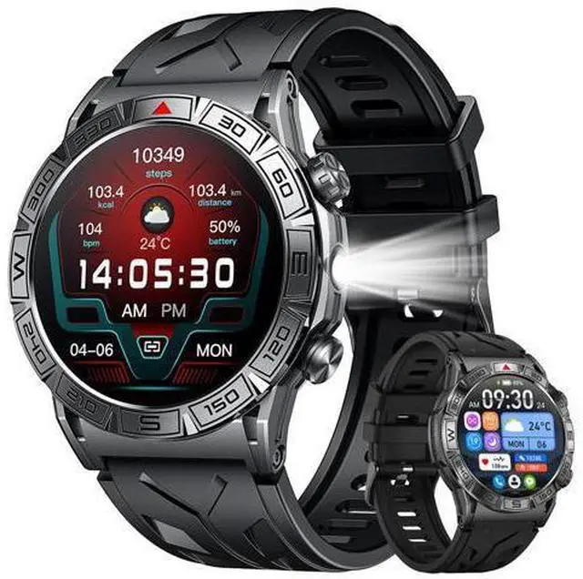 Main image of Hitoor Smartwatch for IOS Android Phone Watch: Smart Watch Answer/Make Call with Heart Rate Blood Pressure Pedometer Compass Barometer Sport Fitness Tracker 1.43" AMOLED Waterproof Outdoor Men's Watch