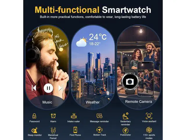 Alt view image 6 of 6 - Hitoor Smart Watches for Men-Bluetooth Call, 1.52" Military Smart Watch for Android iPhone, Waterproof Fitness Tracker Watch with Sleep Tracker, 118 Sports Modes, GPS Pedometer/Step Counter Smartwatch