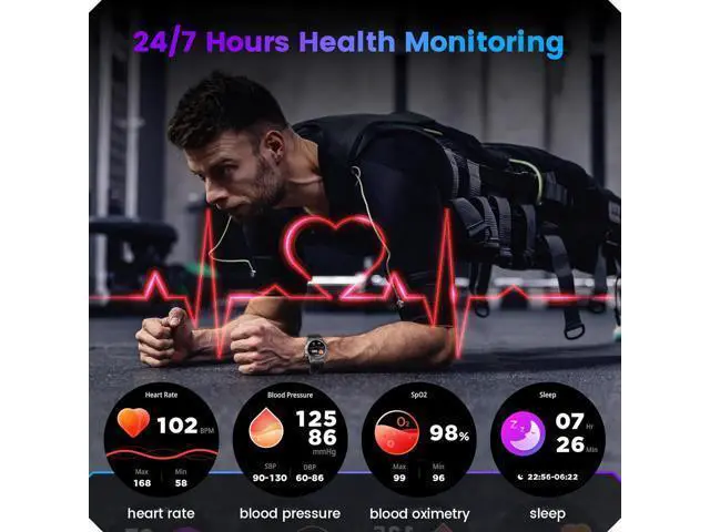 Alt view image 5 of 7 - Hitoor Smartwatch for IOS Android Phone Watch: Smart Watch Answer/Make Call with Heart Rate Blood Pressure Pedometer Compass Barometer Sport Fitness Tracker 1.43" AMOLED Waterproof Outdoor Men's Watch