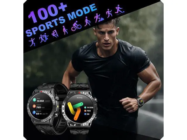 Alt view image 4 of 7 - Hitoor Smartwatch for IOS Android Phone Watch: Smart Watch Answer/Make Call with Heart Rate Blood Pressure Pedometer Compass Barometer Sport Fitness Tracker 1.43" AMOLED Waterproof Outdoor Men's Watch