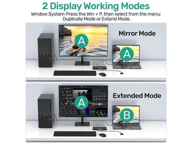Alt view image 4 of 7 - Hitoor USB-C + HDMI KVM Switch 2 in 1 Out with 3 USB A+1 USB C 3.0 Ports, 4K@60Hz Aluminum HDMI KVM Switch for 1 Laptop & 1 Desktop Share 1 Monitor Keyboard Mouse Printer, with USB Cables/Controller