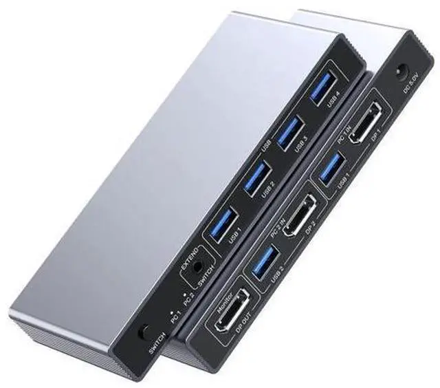 Main image of Hitoor DP 1.4 KVM SwitchTwo Computers Sharing One Monitor,Two Mode Switching,8K 60Hz Ultra HD, Displayport KVM Switch with 4 USB A 5Gbps for Keyboards,Mouse, with Desktop Controller & DC 5V Adapter