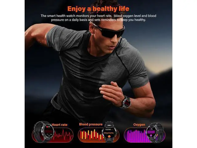 Alt view image 2 of 7 - Hitoor Smart Watches for Men, Bluetooth Smart Watch Answer/Make Calls, 1.43" AMOLED Fitness Watch with Blood Pressure/Heart Rate/SpO2 Monitor, 100+ Sports Modes, Compatible with iPhone Android
